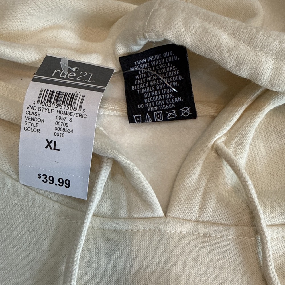 NWT Men's Rick and Morty Ivory Pullover Hoodie Long Sleeve Graphic Print Sz XL - Picture 4 of 9